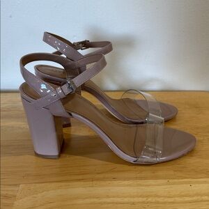 Abound Nude Patent Block Heels with Clear Strap (Size 9)